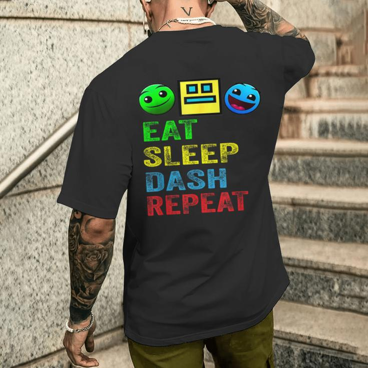 Eat Sleep Dash Repeat Video Game Geometry Video Gamer Men's T-shirt Back Print Gifts for Him