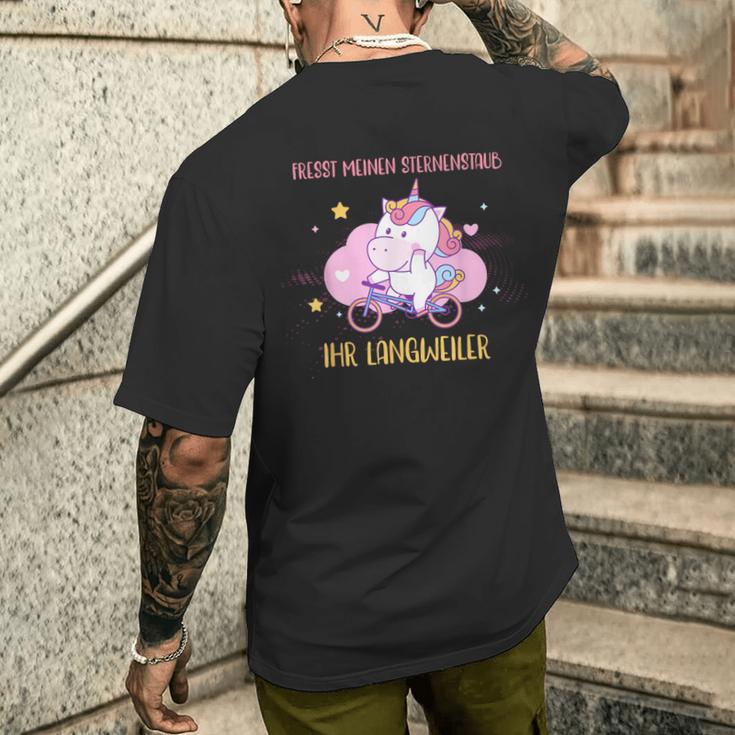 Eats Meinen Sternenstaub Ihr Langweiler Unicorn Bicycle T-Shirt mit Rückendruck Geschenke für Ihn