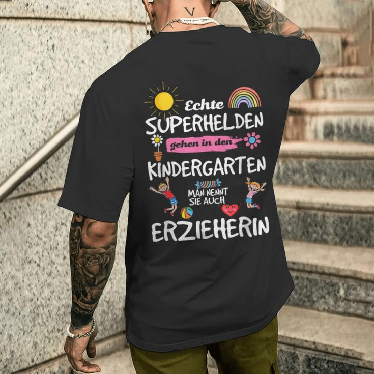 Echte Superhelden Ggehen In Kindergarten Go In Kindergarten T-Shirt mit Rückendruck Geschenke für Ihn