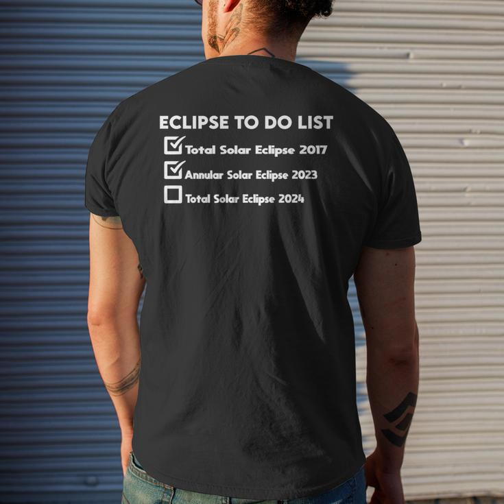 Eclipse Checklist Total Solar Eclipse 2024 Annular 2023 Men's T-shirt Back Print Gifts for Him