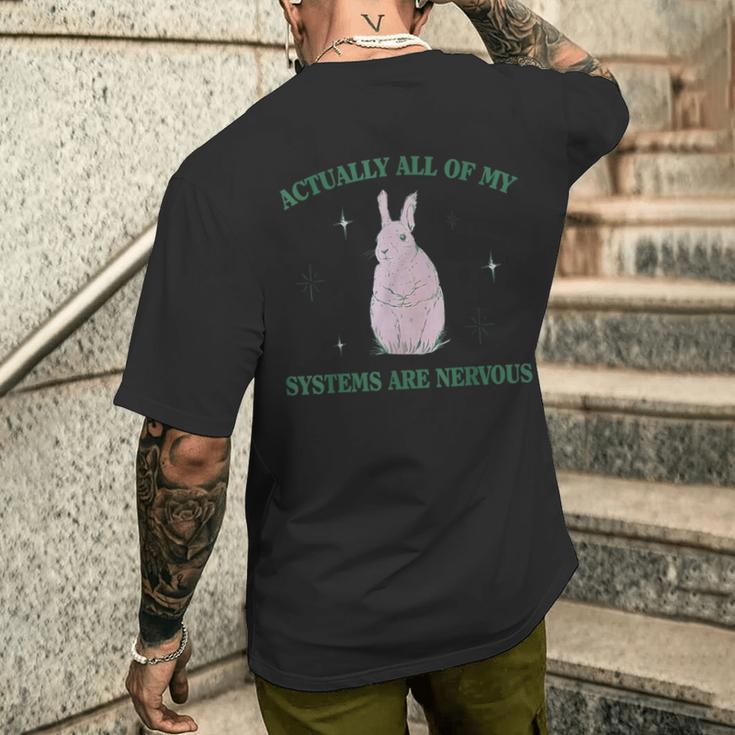 Eigentlich Sind Alle Meine Systeme Nervös Bunny Rabbit T-Shirt mit Rückendruck Geschenke für Ihn