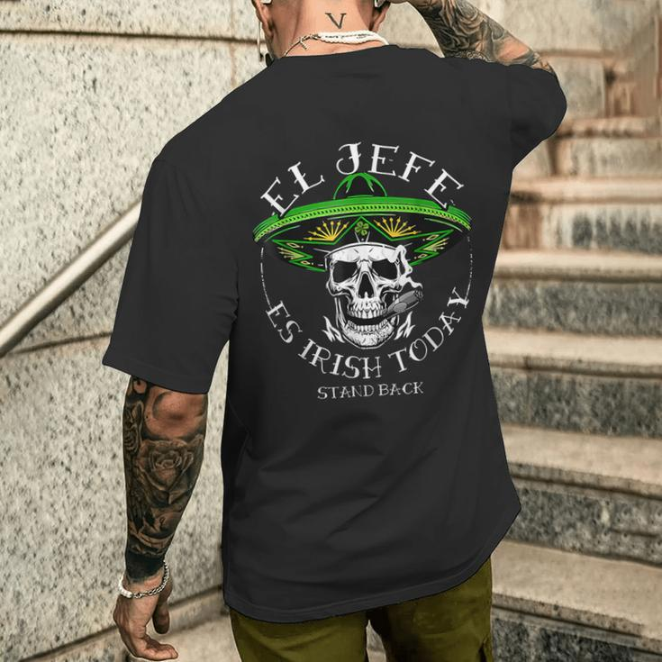 El Jefe Is Irish Today St Patrick's Day Skull Mexican Men's T-shirt Back Print Gifts for Him