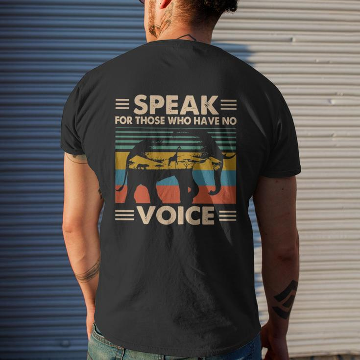 Elephant Speak For Those Who Have No Voice Mens Back Print T-shirt Gifts for Him