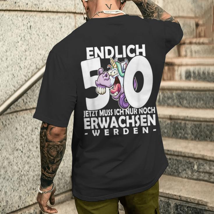 Endlich 50 Jetzt Muss Ich Nur Noch Arwachsenwerden Unicorn S T-Shirt mit Rückendruck Geschenke für Ihn