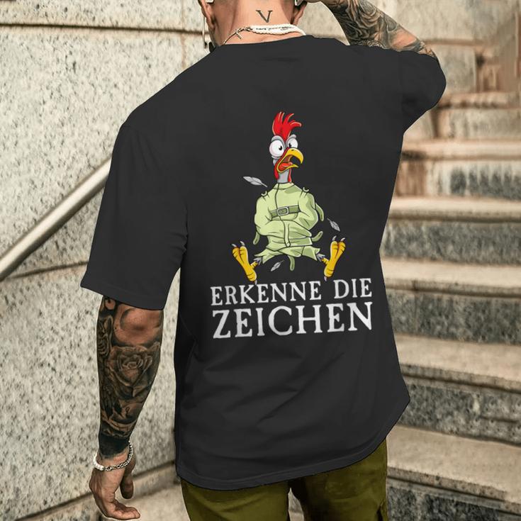 Erkenne Die Signserrückt Angratt Cockerel T-Shirt mit Rückendruck Geschenke für Ihn