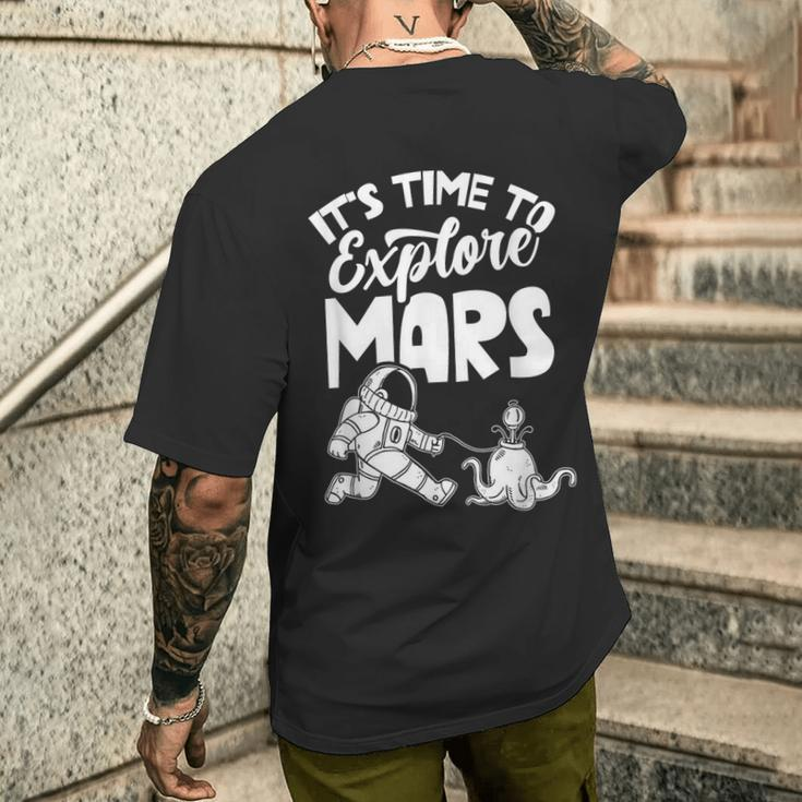 Es Ist Zeit Den Mars Zu Explorschen Sayings Astronaut Planet T-Shirt mit Rückendruck Geschenke für Ihn