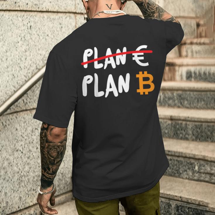 Euro Ist Feitert Btc Bitcoin Plan B Black T-Shirt mit Rückendruck Geschenke für Ihn