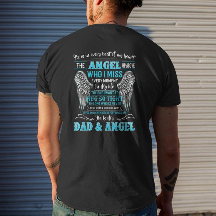 He Is In Every Beat Of My Heart Angel Up Above He Is My Dad Zip Mens Back Print T-shirt Gifts for Him