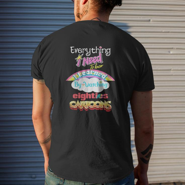 Everything I Need To Know Eighties Cartoons Shirt Mens Back Print T-shirt Gifts for Him