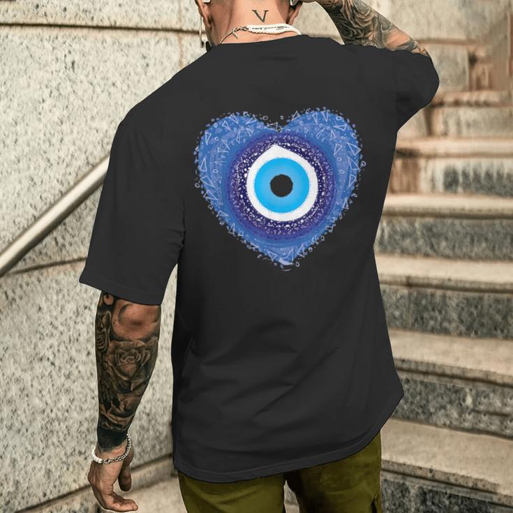 Evil Eye Greek Protect Against Evil Heart Charm Graphic Men's T-shirt Back Print Funny Gifts