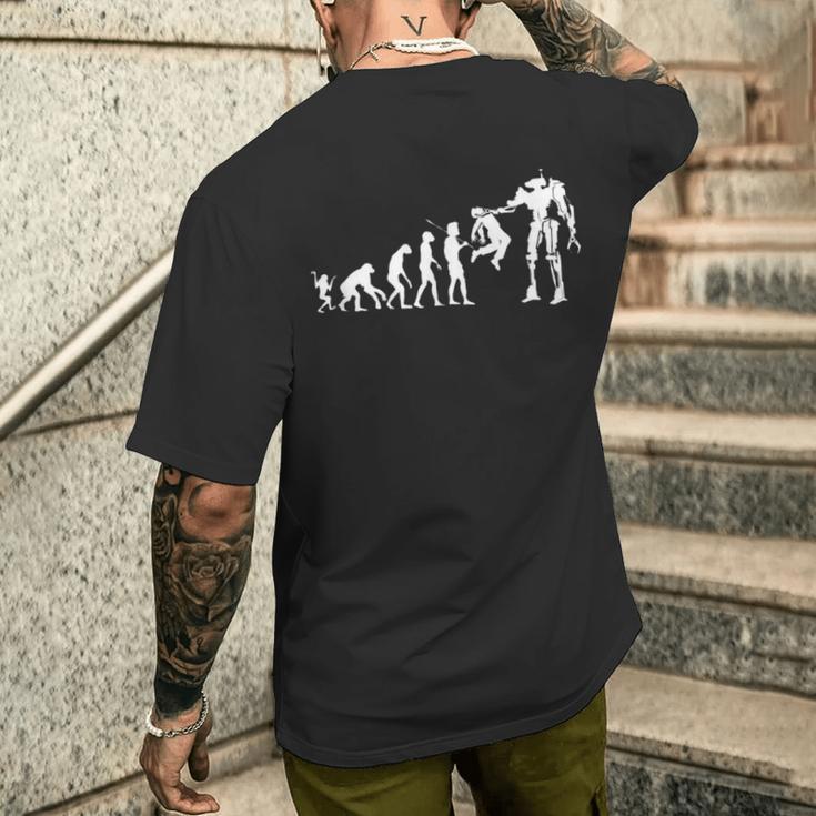 Evolving Future Humans And Robots Dystopian Tech Evolution Men's T-shirt Back Print Funny Gifts