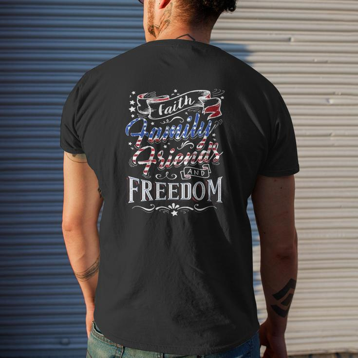 Faith Family Friends Freedom Mens Back Print T-shirt Gifts for Him
