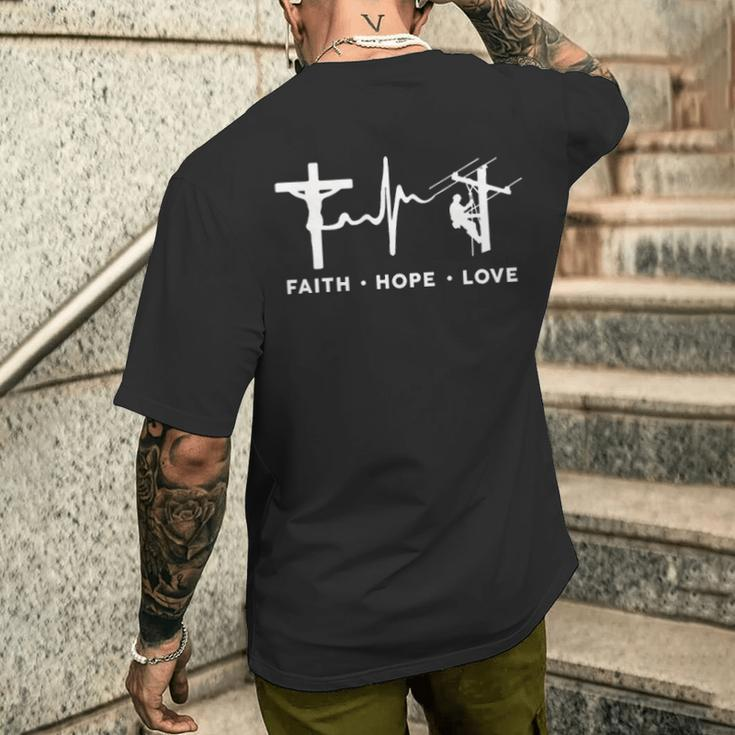Faith Hope Love Lineman Men's T-shirt Back Print Gifts for Him