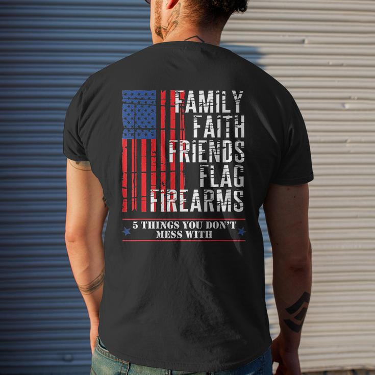 Family Faith Friends Flag American Flags Mens Back Print T-shirt Gifts for Him