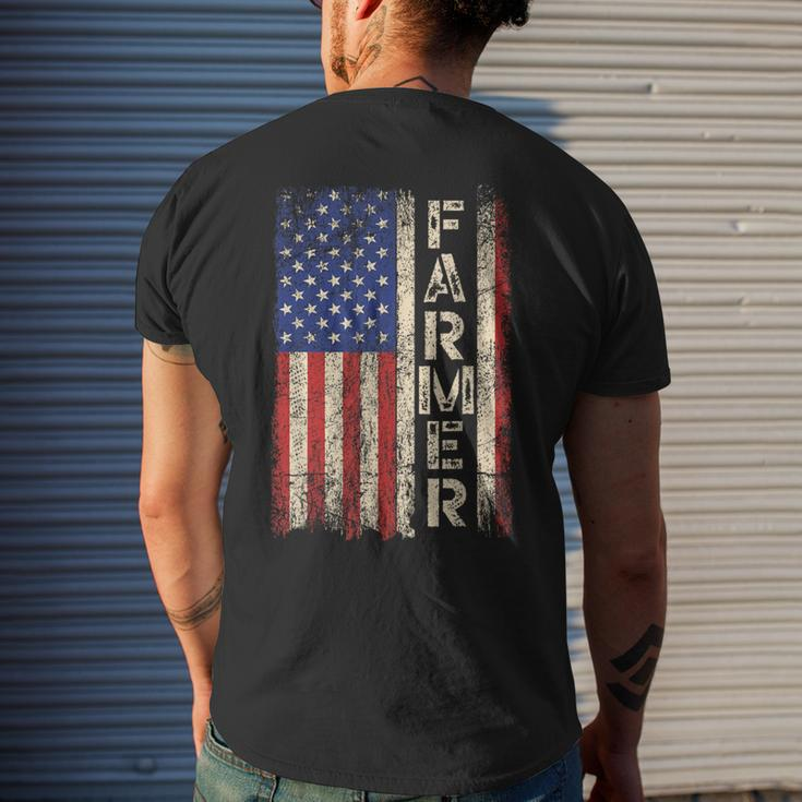 Farmer Tractors Usa American Flag Patriotic Farming Men Men's T-shirt Back Print Gifts for Him
