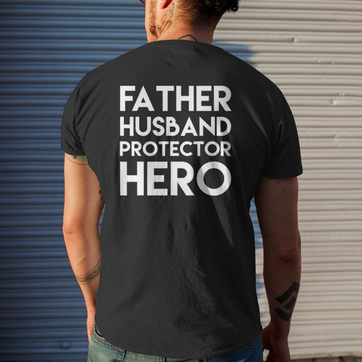 Father Husband Protector Hero Husband Mens Back Print T-shirt Gifts for Him