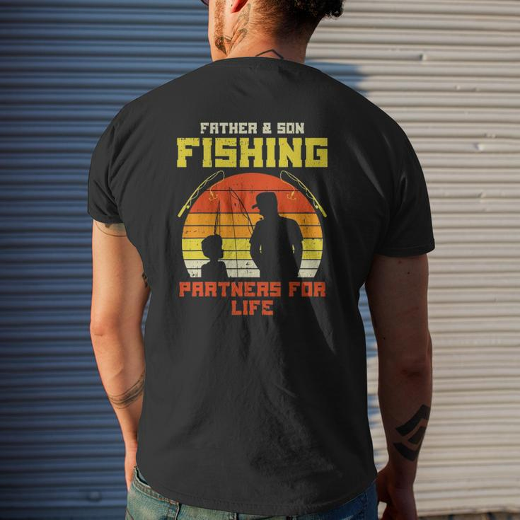 Father Son Fishing Partners For Life Retro Matching Dad Mens Back Print T-shirt Gifts for Him
