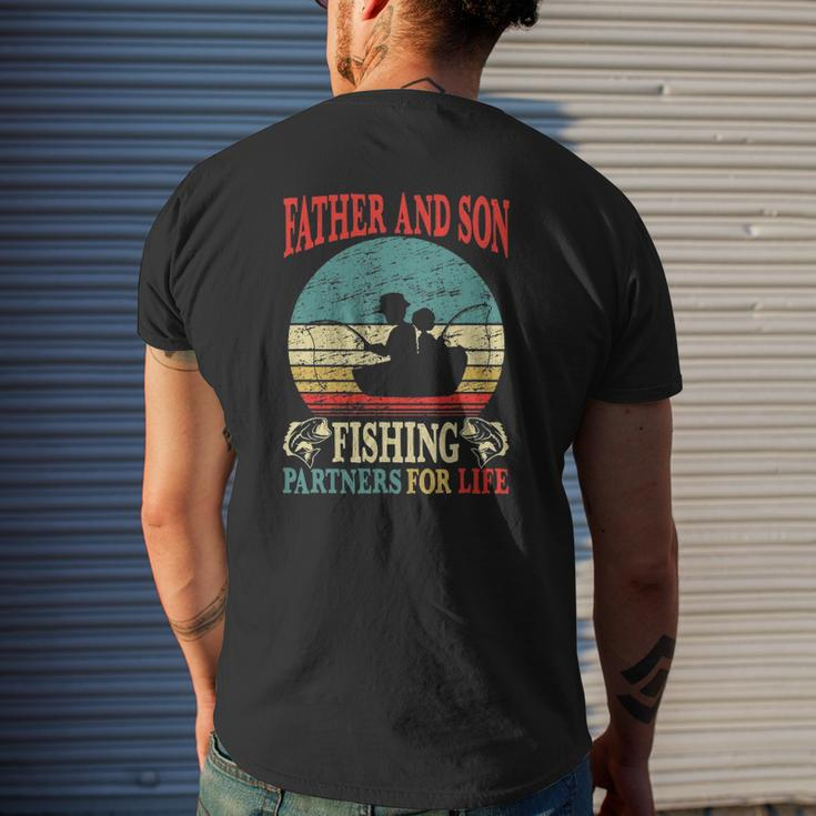 Father Son Fishing Partners For Life Vintage Dad Matching Mens Back Print T-shirt Gifts for Him