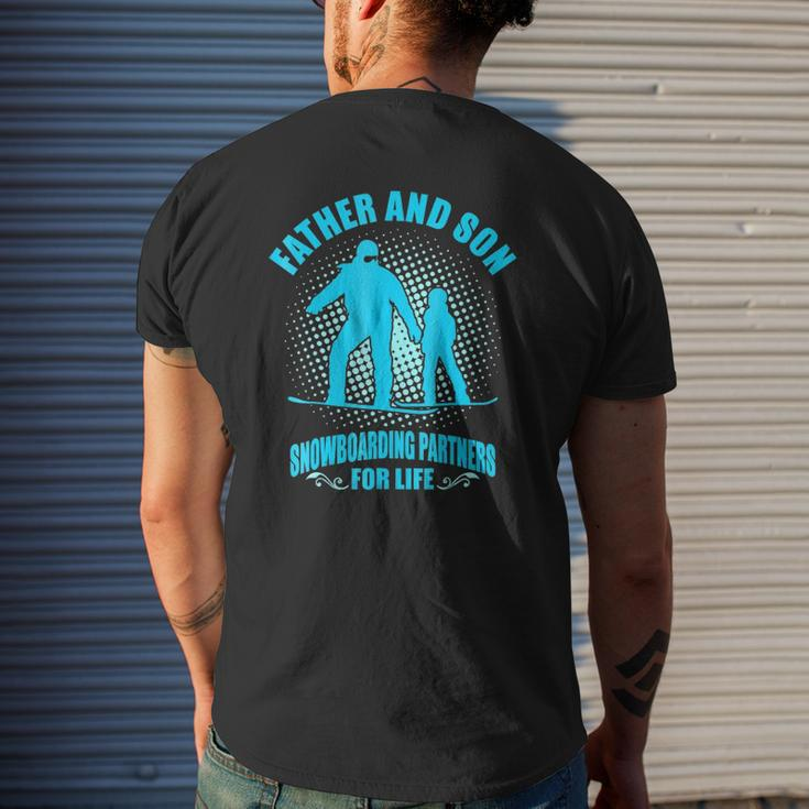 Father Son Snowboarding Partners For Life Father's Day Mens Back Print T-shirt Gifts for Him