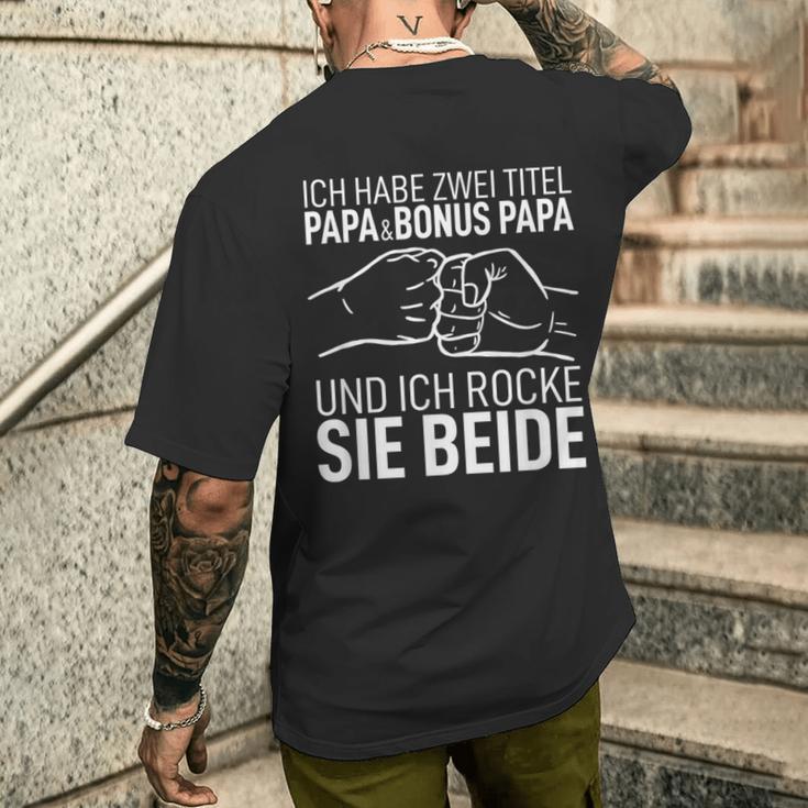 Father's Day Dad Ich Habe Zwei Titel Papa Und Bonus Papa S T-Shirt mit Rückendruck Geschenke für Ihn