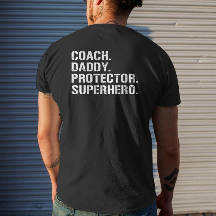 Father's Day Coach Daddy Protector Superhero Mens Back Print T-shirt Gifts for Him