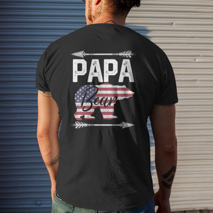 Father's Day Papa Bear Dad Grandpa Usa Flag July 4Th Mens Back Print T-shirt Gifts for Him