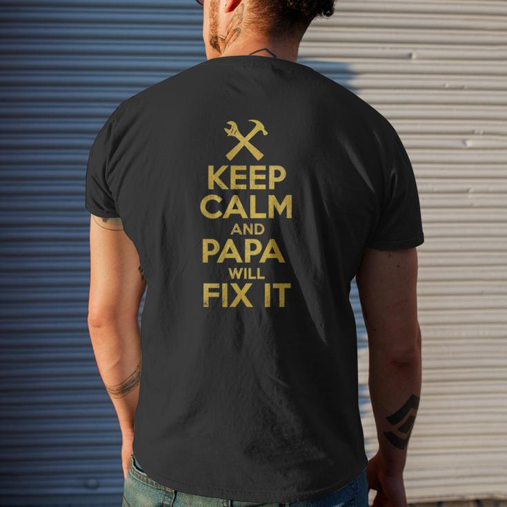 Father's Day Handyman Keep Calm And Papa Will Fix It Mens Back Print T-shirt Gifts for Him