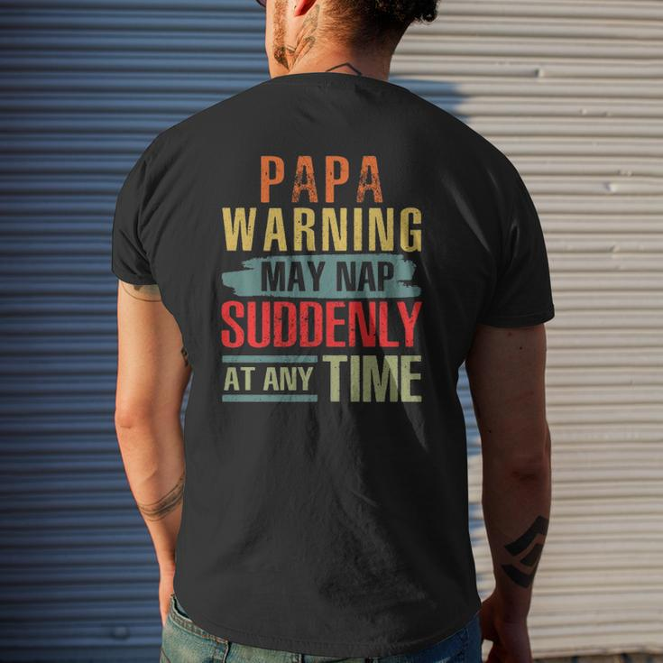 Father’S Day Papa Warning May Nap Suddenly At Any Time Vintage Mens Back Print T-shirt Gifts for Him