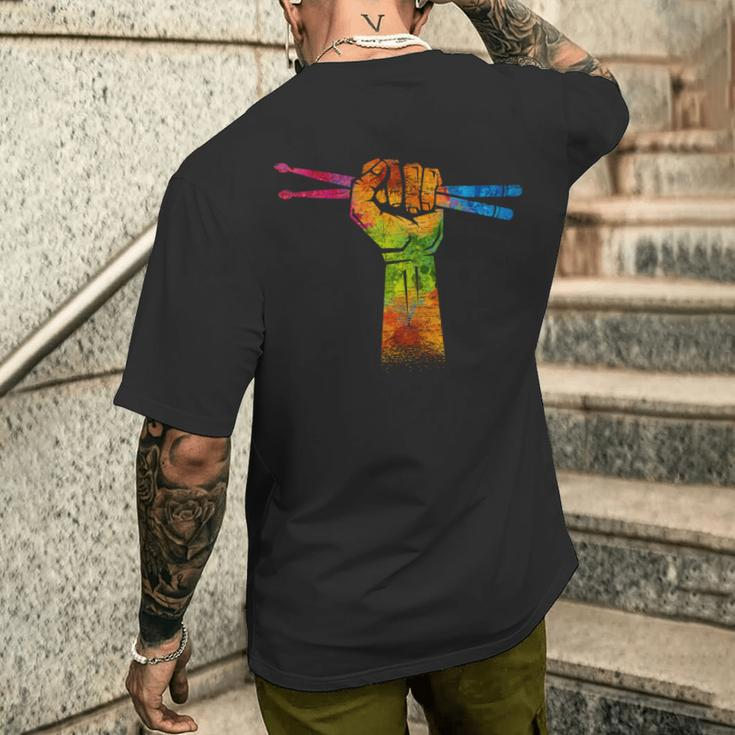 Faust Drumsticks Drummer Drummer Drum Kit T-Shirt mit Rückendruck Geschenke für Ihn