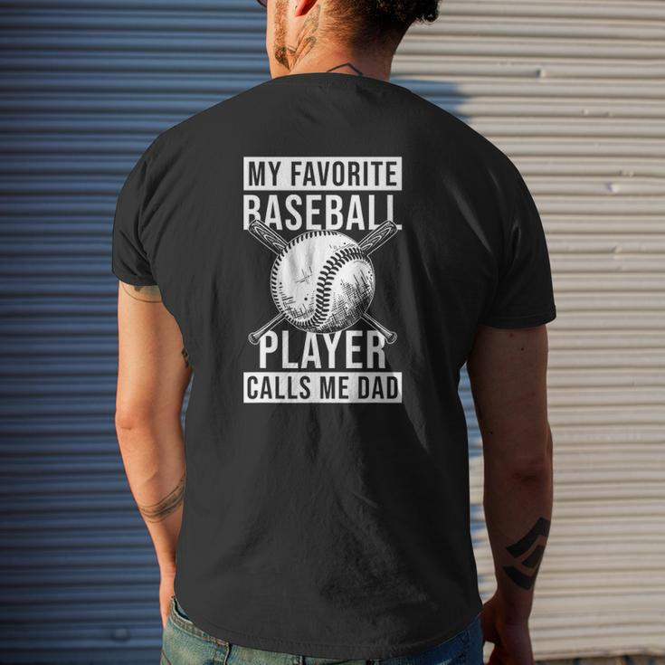 My Favorite Baseball Player Calls Me Dad Fathers Day Mens Back Print T-shirt Gifts for Him