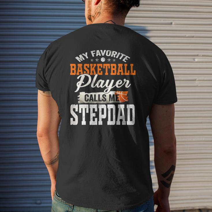 My Favorite Basketball Player Calls Me Stepdad Mens Back Print T-shirt Gifts for Him