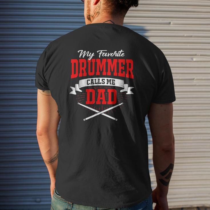 My Favorite Drummer Calls Me Dad Mens Back Print T-shirt Gifts for Him
