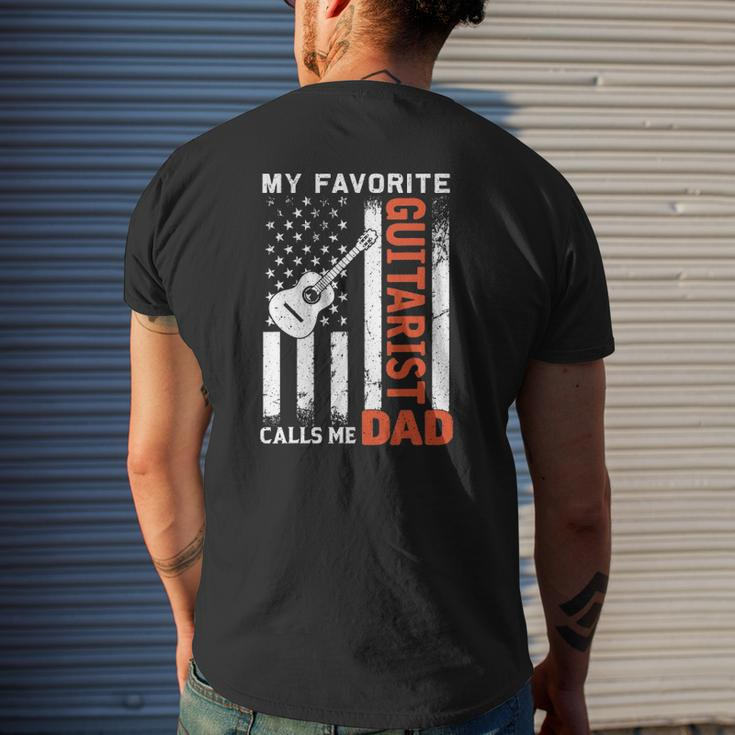 My Favorite Guitarist Calls Me Dad Usa Flag Father's Day Mens Back Print T-shirt Gifts for Him