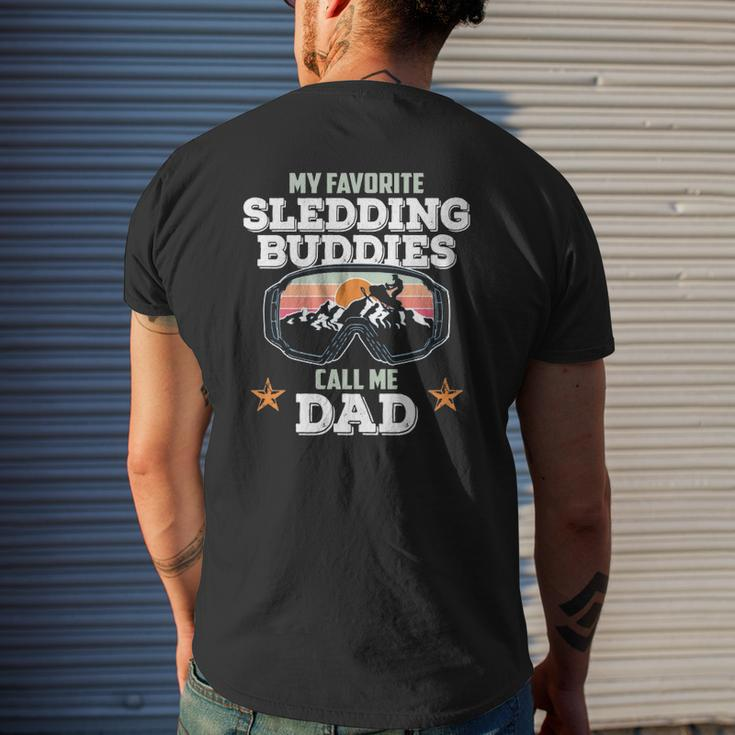 My Favorite Sledding Buddies Call Me Dad Snowmobile Lover Mens Back Print T-shirt Gifts for Him