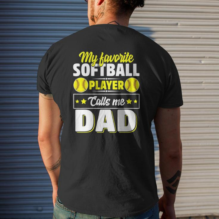 My Favorite Softball Player Calls Me Dad Cute Mens Back Print T-shirt Gifts for Him