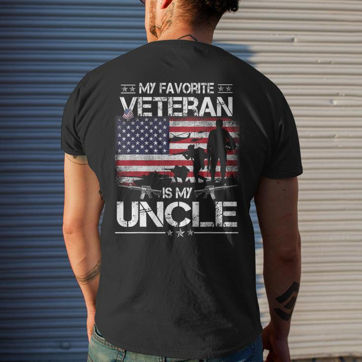 My Favorite Veteran Is My Uncle Flag Father Veterans Day Men's T-shirt Back Print Gifts for Him