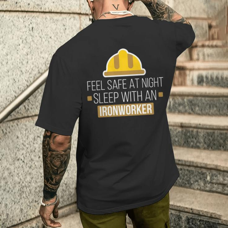 Feel Safe At Night Sleep With An Ironworker Men's T-shirt Back Print Gifts for Him