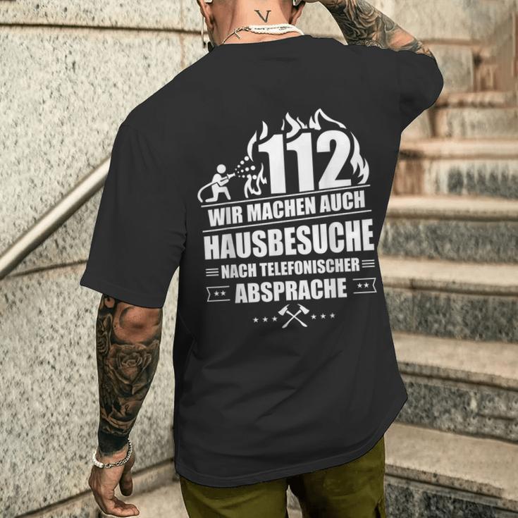 Feuerwehr 112 Wir Machen Hausbesuche Fireman T-Shirt mit Rückendruck Geschenke für Ihn