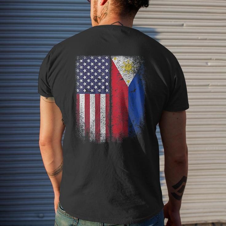 Filipino Roots American Grown Philippines Usa Flag America Mens Back Print T-shirt Gifts for Him