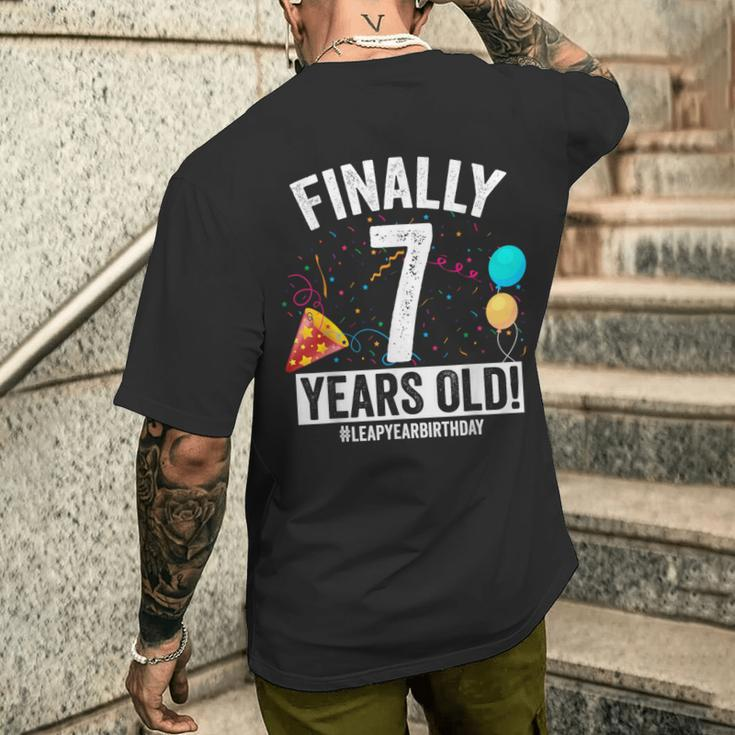 Finally 7 Years Old February 29Th Leap Year Birthday Men's T-shirt Back Print Gifts for Him
