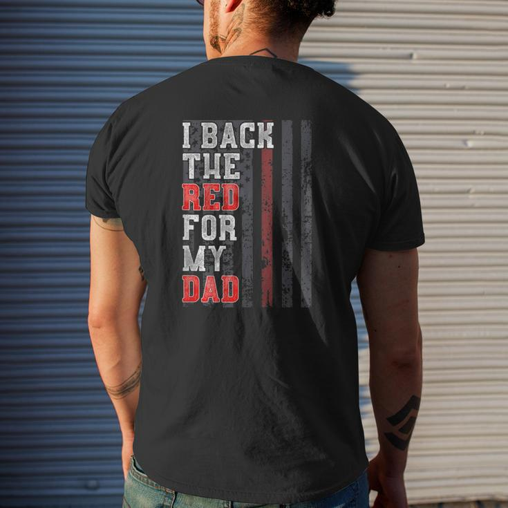 Firefighter Dad Daughter Son Support Flag Red Zip Mens Back Print T-shirt Gifts for Him