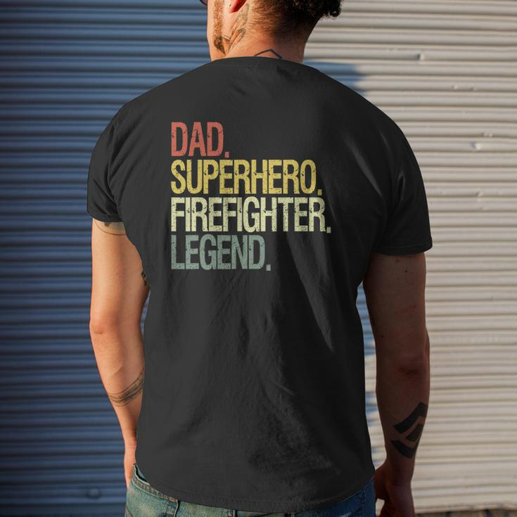 Firefighter Dad Superhero Legend Vintage Mens Back Print T-shirt Gifts for Him