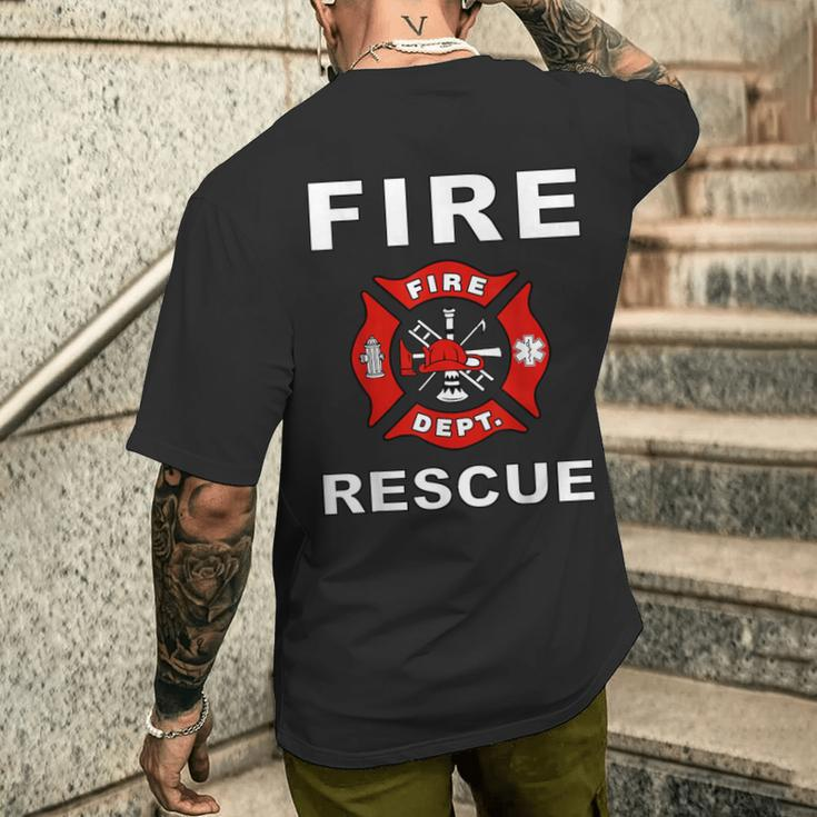 Firefighter Maltese Cross Graphic Men's T-shirt Back Print Funny Gifts