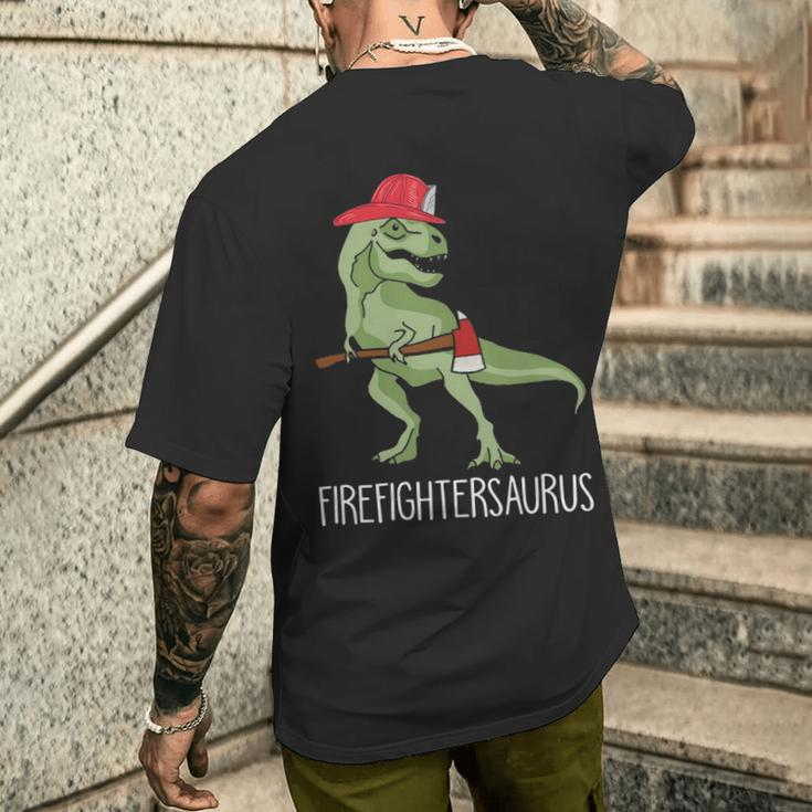 Firefighter Saurus Men's T-shirt Back Print Gifts for Him