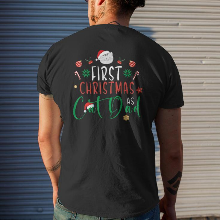 First Christmas As Cat Dad Pj's For Xmas Cat Owner Mens Back Print T-shirt Gifts for Him