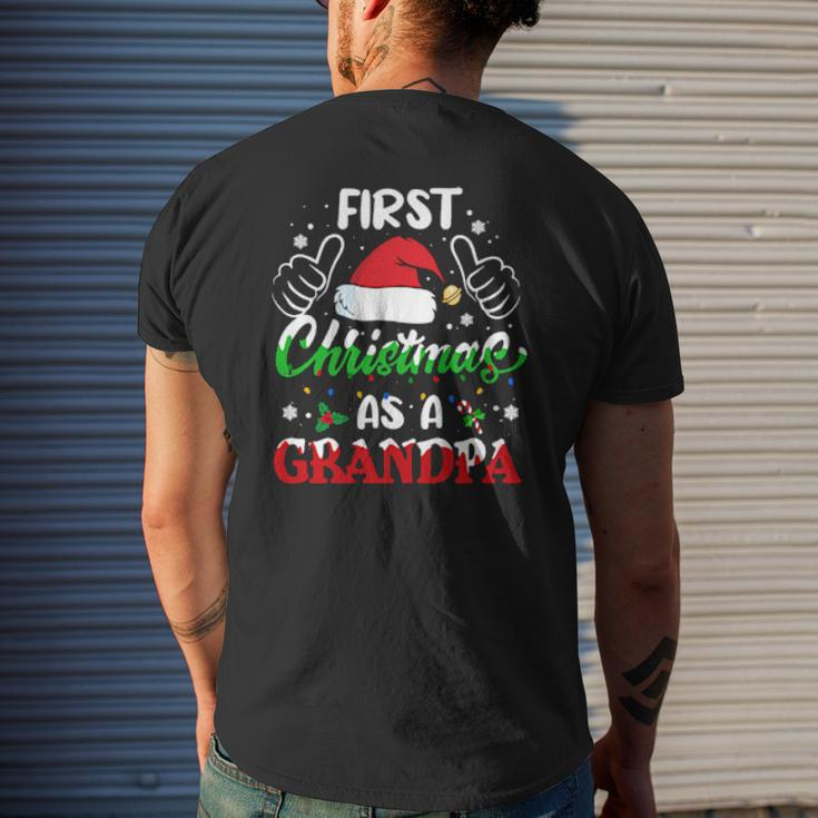 First Christmas As A Grandpa Santa Hat Xmas Light 2021 Mens Back Print T-shirt Gifts for Him