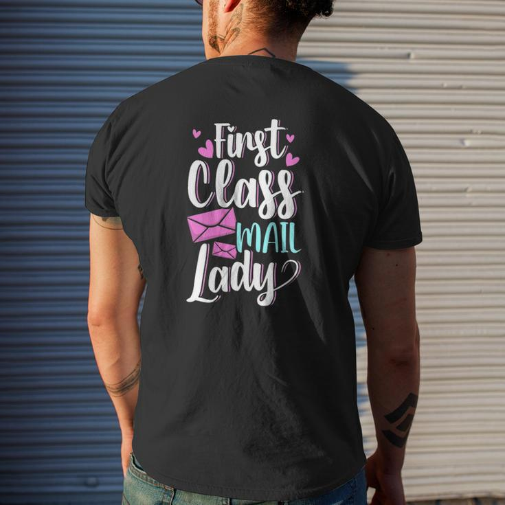 First Class Mail Lady Postal Worker Mail Carrier Mens Back Print T-shirt Gifts for Him
