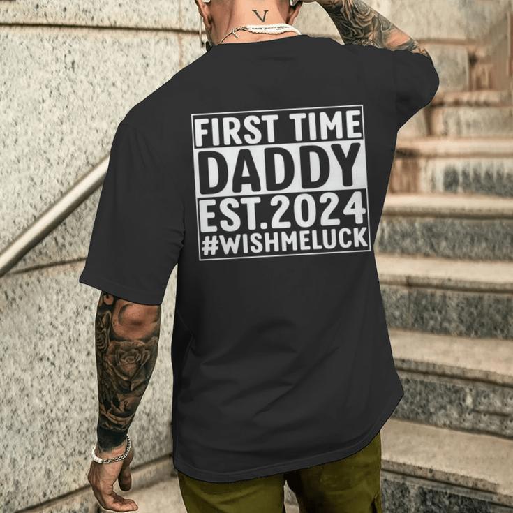 First Time Daddy Est 2024 Lustiger Neuer Papa Neuerater T-Shirt mit Rückendruck Geschenke für Ihn