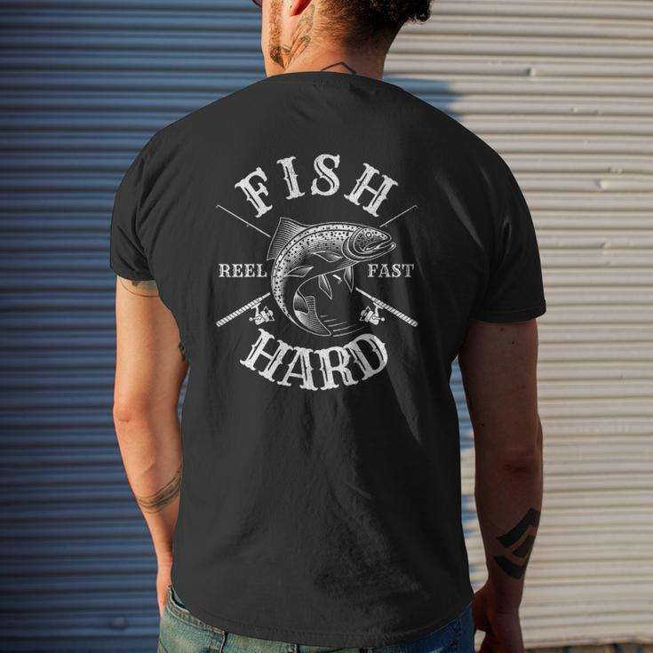 Fish Hard Fishingdad Papa Grandpa Fish Mens Back Print T-shirt Gifts for Him
