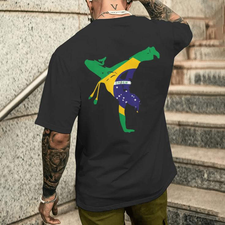 Flag Brazil Capoeira S T-Shirt mit Rückendruck Geschenke für Ihn